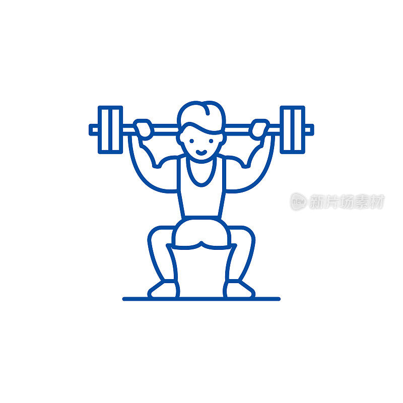 Power lifting line icon concept. Power lifting flat  vector symbol, sign, outline illustration.